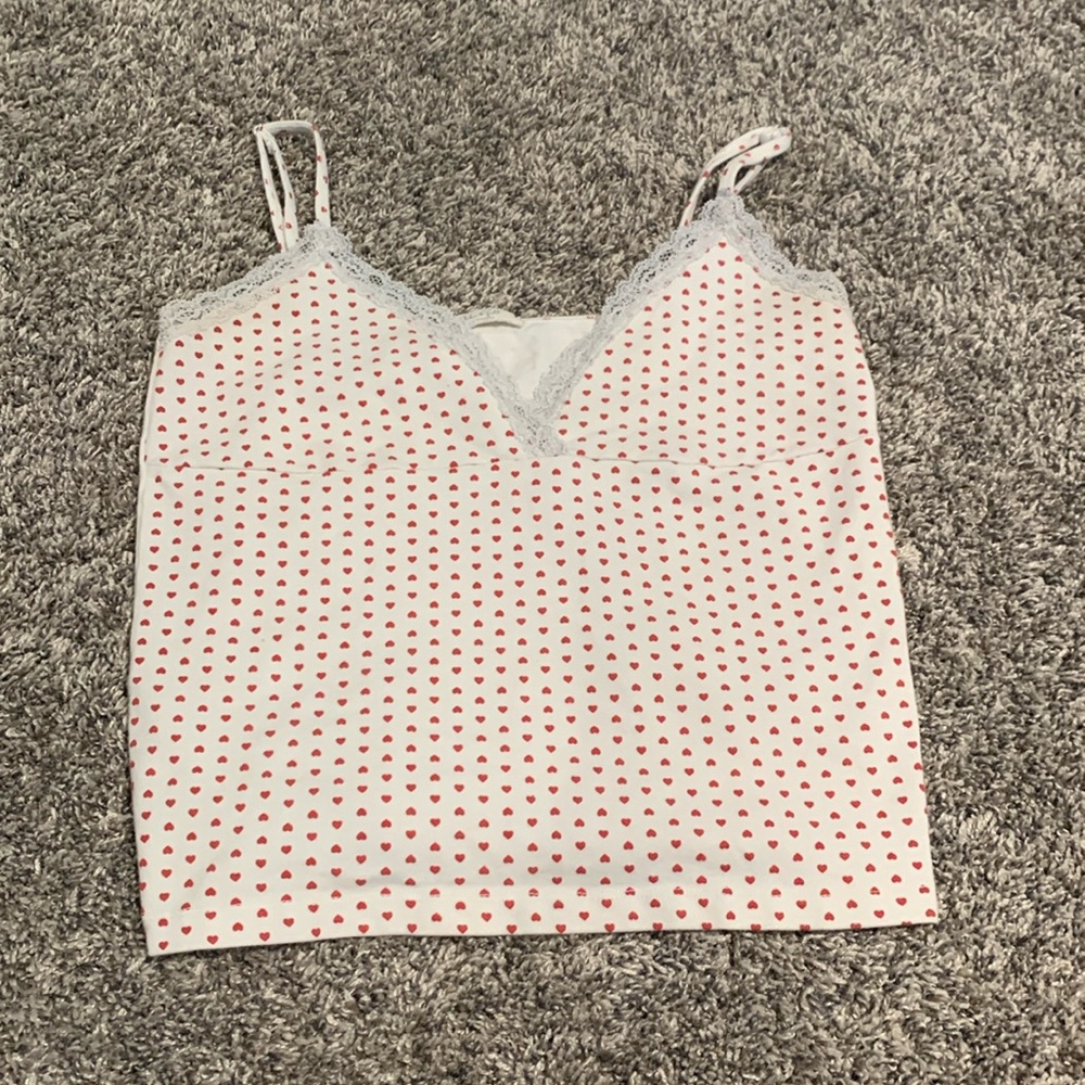 white heart lace tank